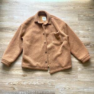 NWOT Zara fleece Sherpa jacket brown L-XL